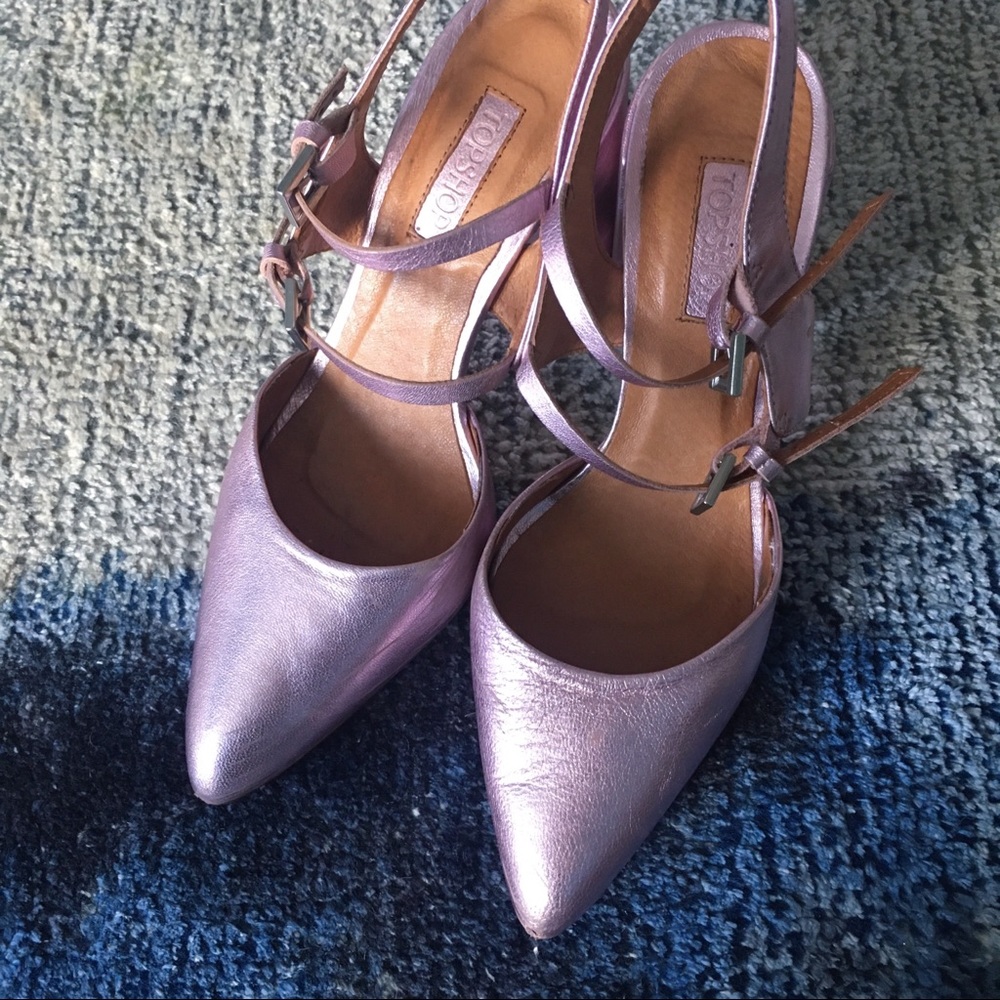 Topshop Metallic Pink Block Heel